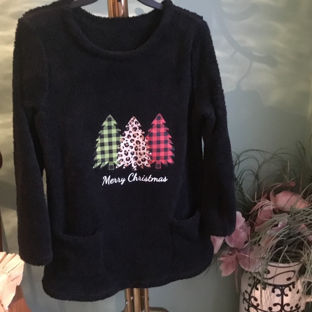 Ladies Black Soft Fleece Long Sleeved Tunic Top - Size S - NWOT